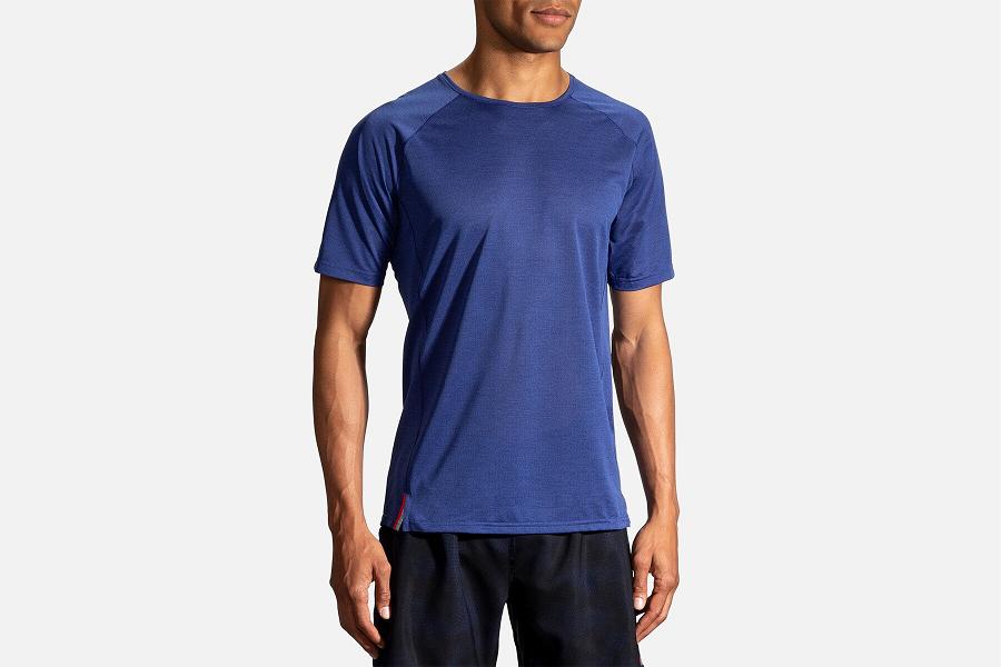 Brooks Ghost Men Clothes & Running Shirt Blue OPK437865